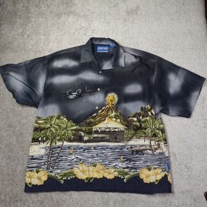 Ringo Sports Shirt Adult Mens XXL Cuban Collar Cigar Vintage Print Short Sleeve
